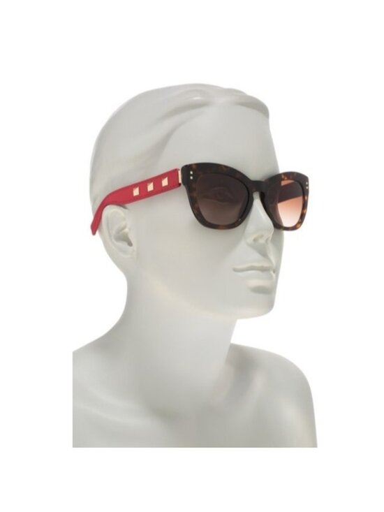 Valentino Women\'s 53mm Cat Eye Sunglasses in Havana Red Leather MSRP $430 main image 11